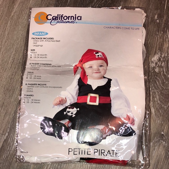 Costumes Petite Pirate Infant Costume Dress Hat Leggings 12-24 Months - Picture 1 of 7